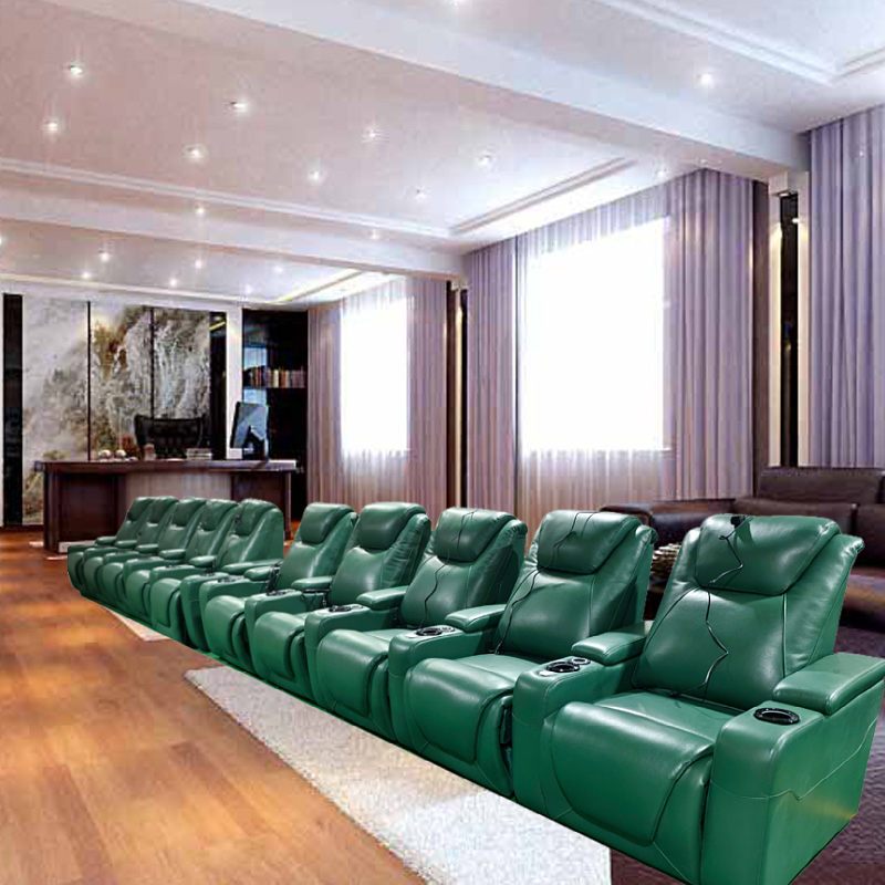 Home Cinema Recliner Chairs - -Green Color Home Furniture 4 Seat
