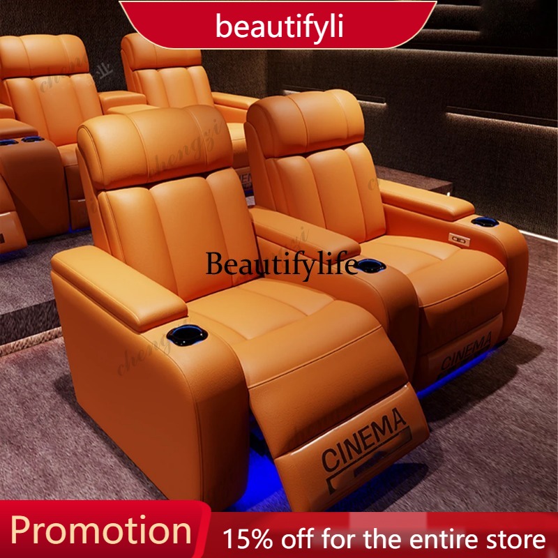 Home Cinema Recliner Chairs - 01A Luxury Genuine Leather Electric Recliners