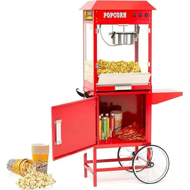 Popcorn Machine Home - Stainless steel mobile 1400 watt popcorn