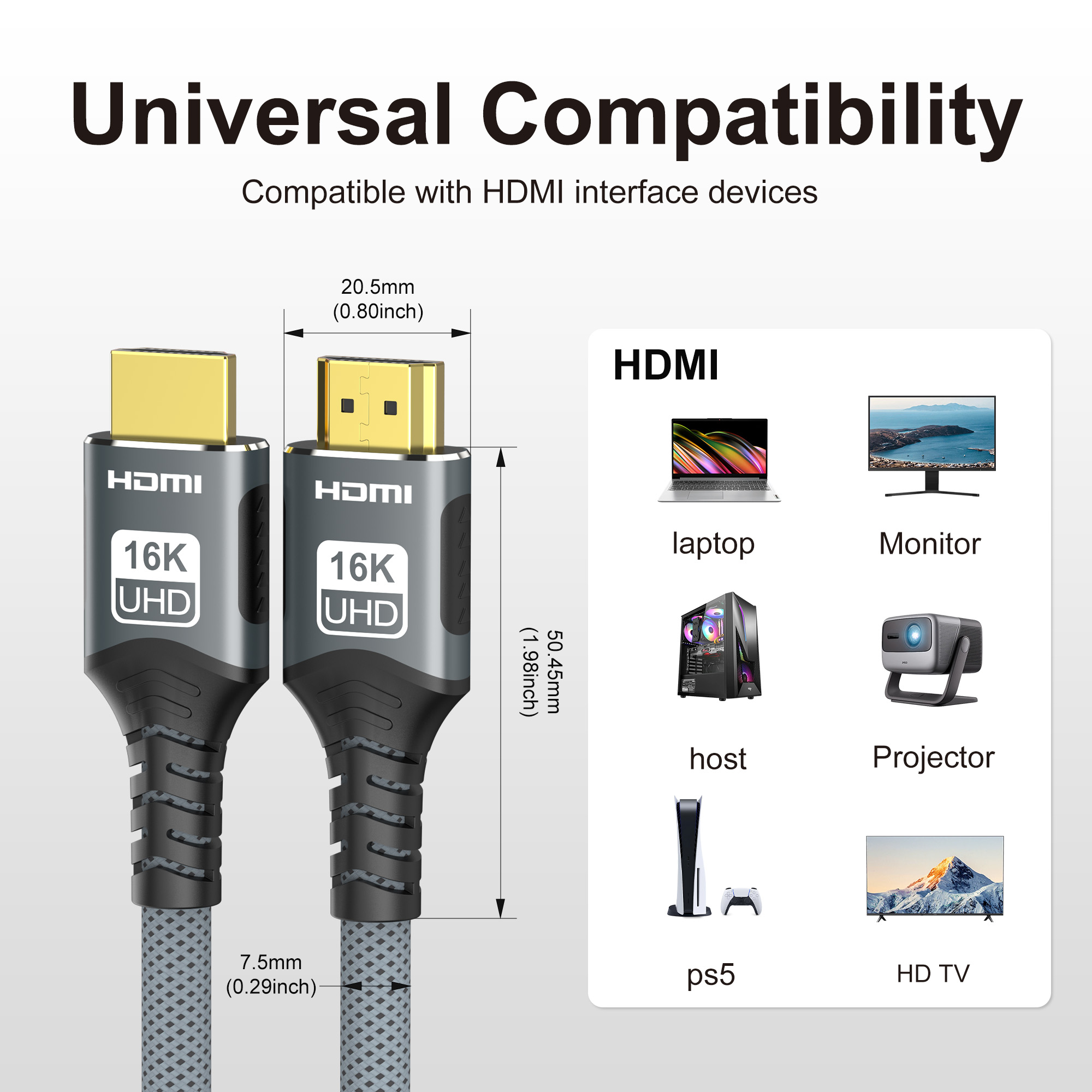 16K HDMI 2.2 Cable 96Gbps 8K@1 - Home Cinema Gaming recension och pris