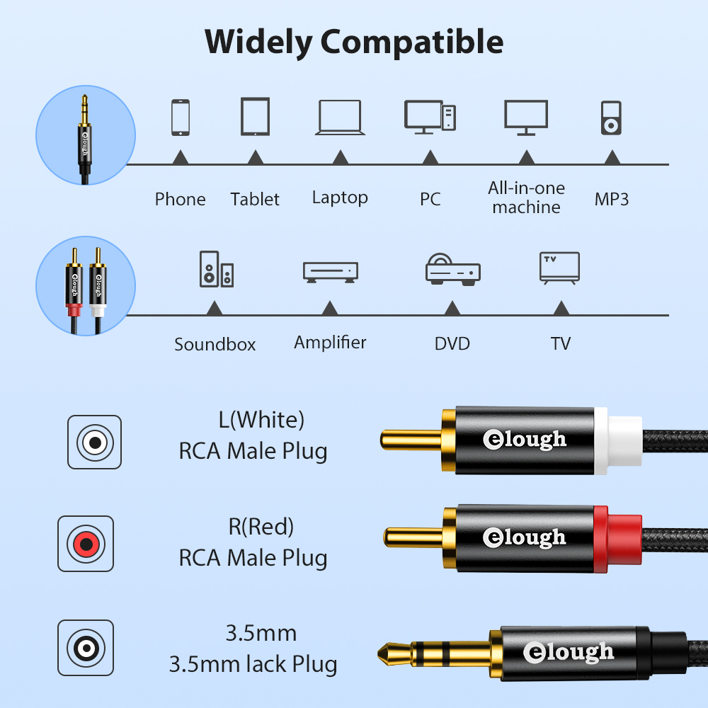 Elough RCA Cable AUX RCA Speak - Home Cinema Heos recension och pris